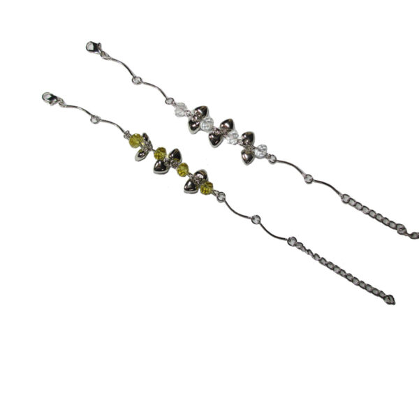 Crystal White And Yellow Anklet - Set Of 2