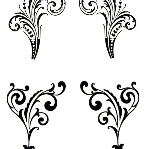 Water Transfer Black Temporary Tattoos (4 Sets) 2