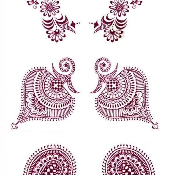 Water Transfer Maroon Temporary Tattoos (5 Sets) - 2