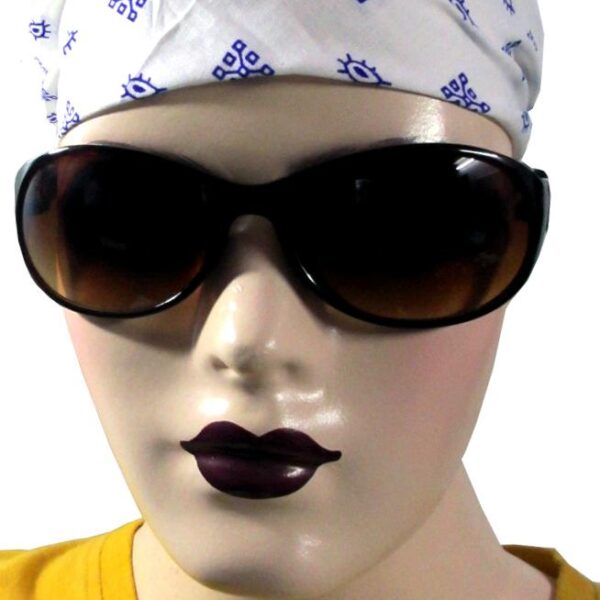 White Bandana With Blue Print